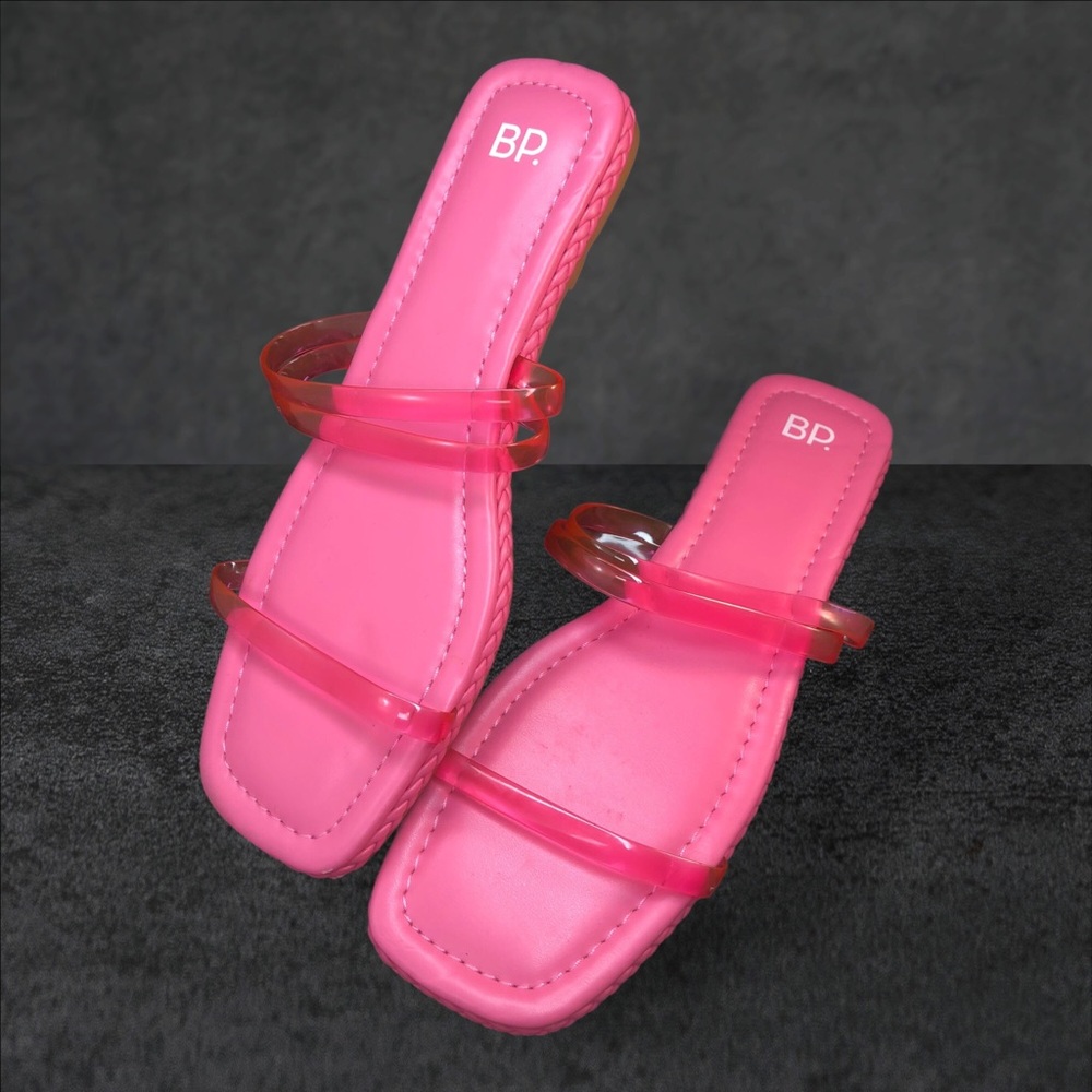 bp Pink Slide Sandals with Clear Straps